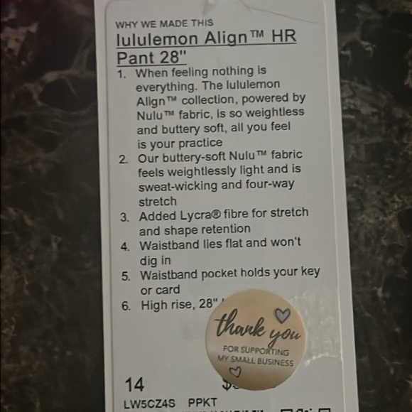 LULULEMON ALIGN HIGH RISE LEGGINGS 28”  POW PINK COLOR SIZE 14 NWT… - Picture 2 of 4